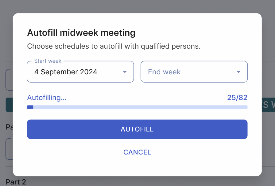 Intelligent autofill software in Organized app for Jehovah&#39;s Witnesses meeting scheduling