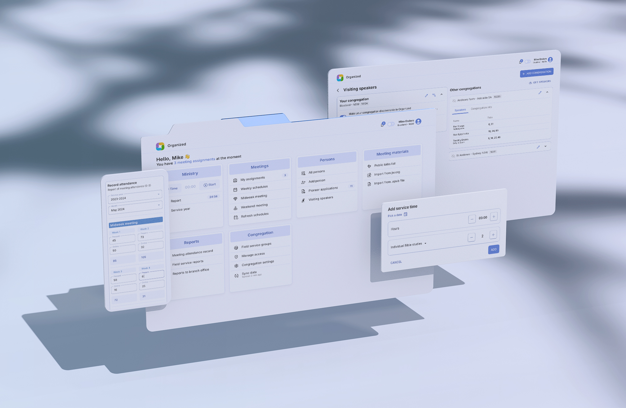 User-friendly theocratic app for scheduling, ministry and reporting