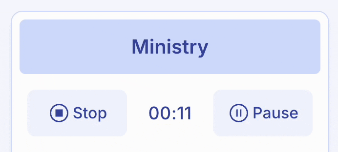 Pause Organized ministry timer